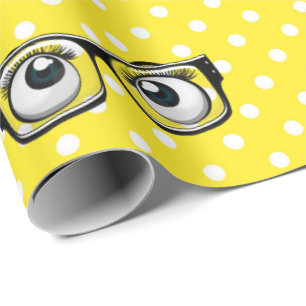 Eyeballs and Glasses on Polka Dots Wrapping Paper