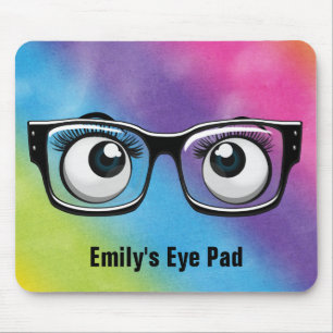Eyeballs with Eyeglasses On Rainbow Mouse Mat
