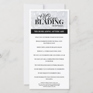 Eyebrow Aftercare Simple Black Silver Instruction Thank You Card