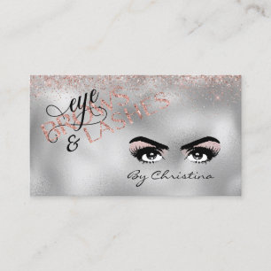 Eyebrow Eyelashes Handwritten Rose Gold Waxing Business Card