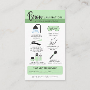 Eyebrow Lamination Aftercare Instructions Business Business Card