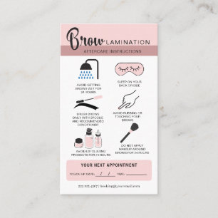 Eyebrow Lamination Aftercare Instructions Business Card