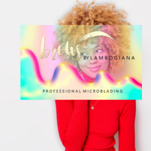Eyebrow Logo Microblading Holograph QR Code Business Card