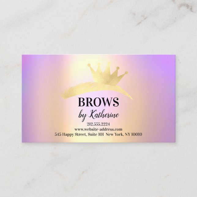 Eyebrow Micorblade Logo Aftercare  Logo Crown Gold Business Card (Front)