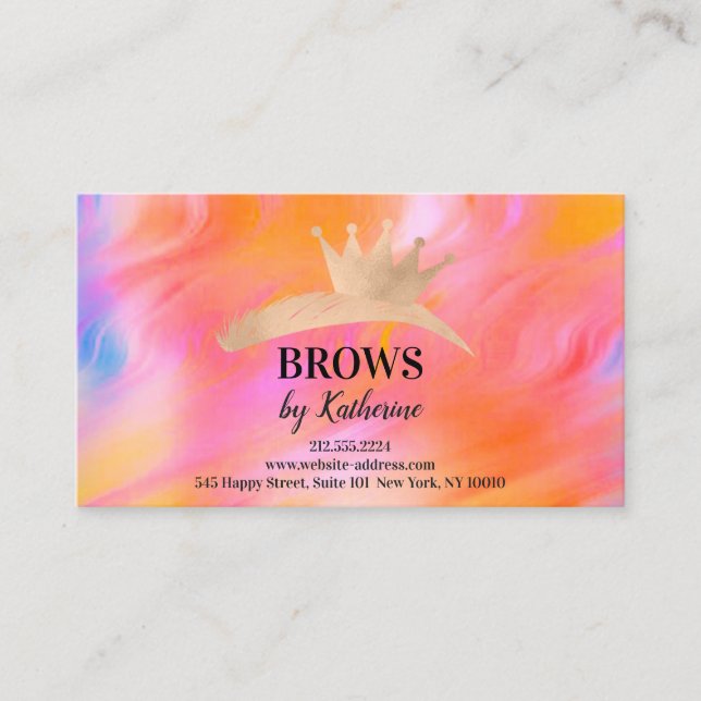 Eyebrow Micorblade Logo Aftercare Logo Holograph  Business Card (Front)