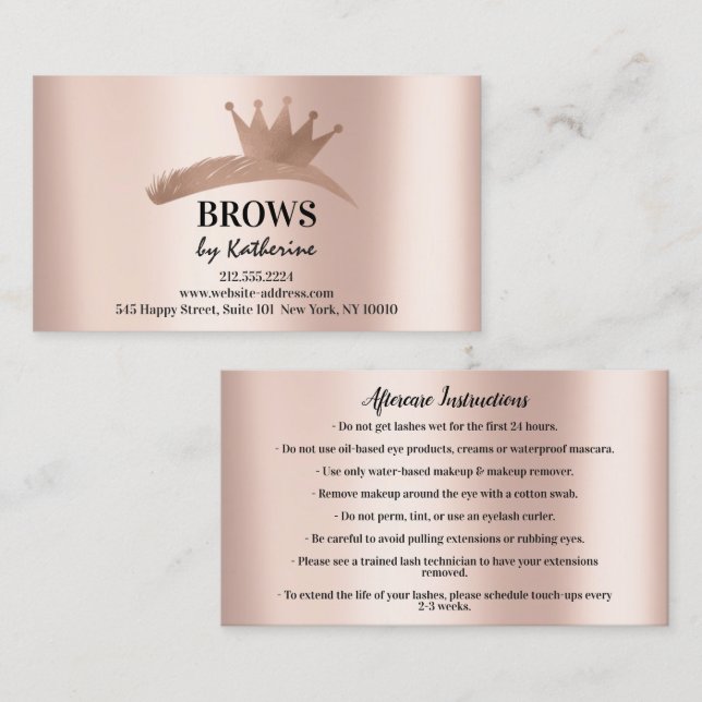 Eyebrow Micorblade Logo Aftercare Rose Logo Crown Business Card (Front/Back)