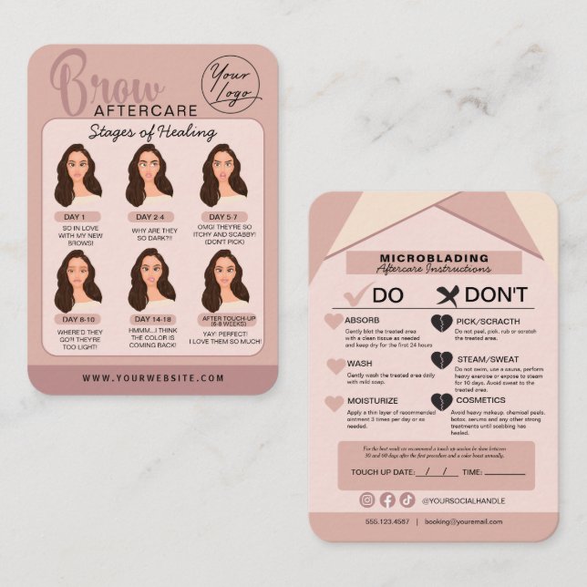 Eyebrow Microblading Aftercare Instructions  Busin Business Card (Front/Back)