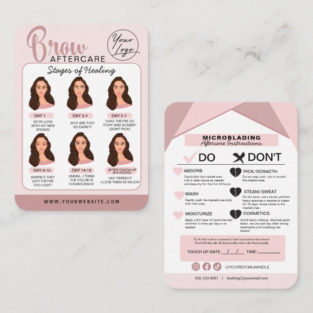 Eyebrow Microblading Aftercare Instructions  Busin Business Card (Front/Back)
