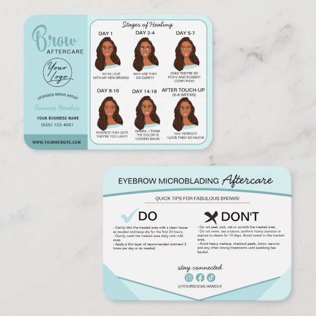 Eyebrow Microblading Aftercare Instructions Busine Business Card (Front/Back)