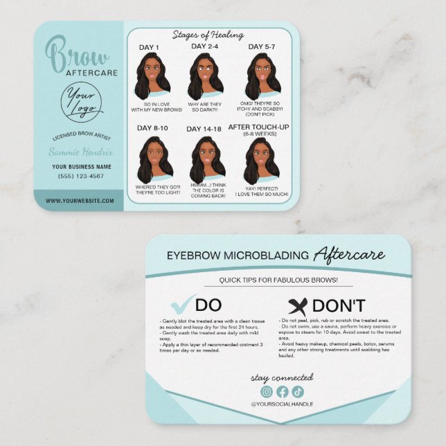 Eyebrow Microblading Aftercare Instructions Busine Business Card (Front/Back)