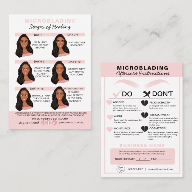 Eyebrow Microblading Aftercare Instructions Busine Business Card (Front/Back)