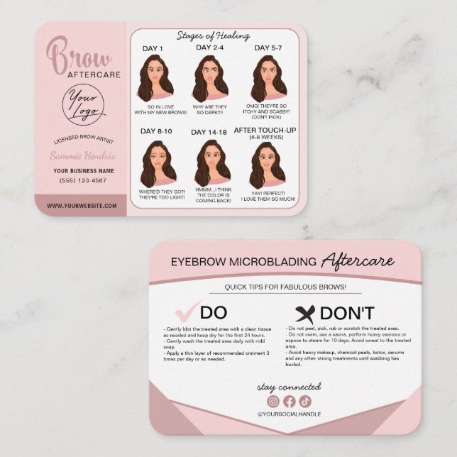 Eyebrow Microblading Aftercare Instructions Busine Business Card (Front/Back)