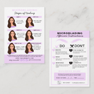 Eyebrow Microblading Aftercare Instructions Busine Business Card