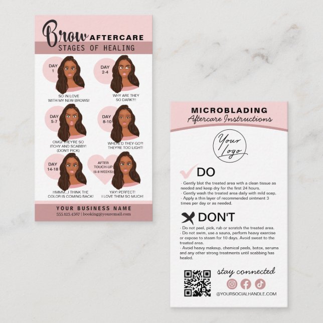 Eyebrow Microblading Aftercare Instructions Busine Business Card (Front/Back)
