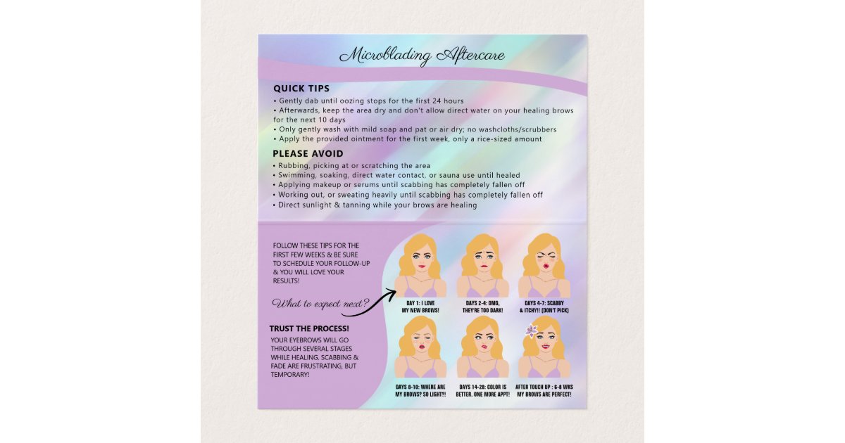 Eyebrow Microblading Brow Aftercare & Appointment Business Card | Zazzle