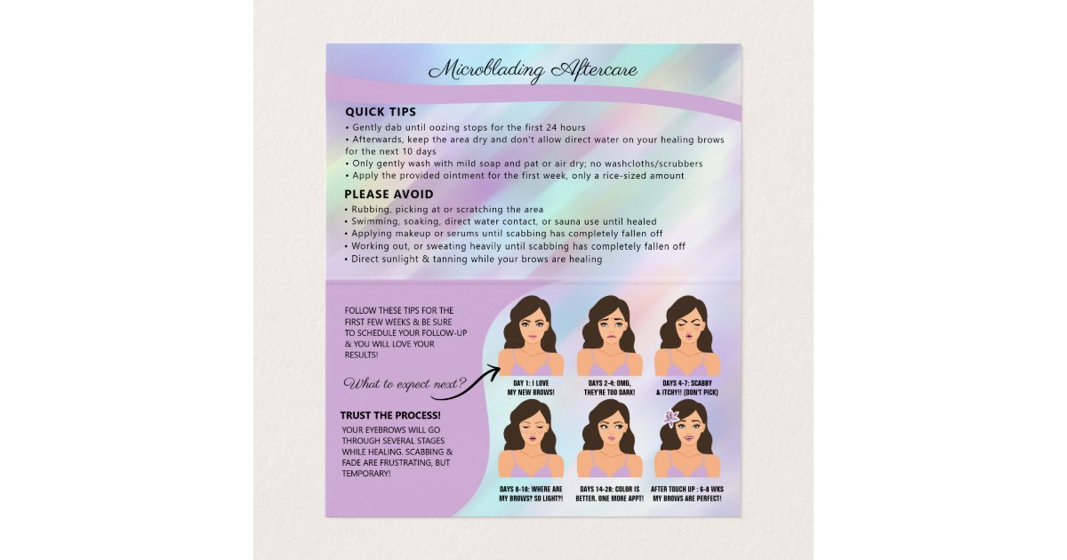 Eyebrow Microblading Brow Aftercare & Appointment Business Card | Zazzle