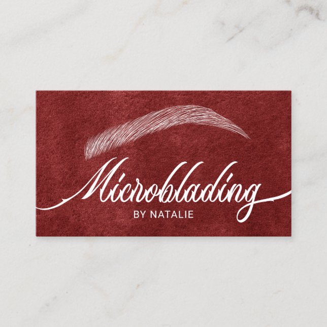 Eyebrow Salon Microblading Typography Red Velvet Business Card (Front)