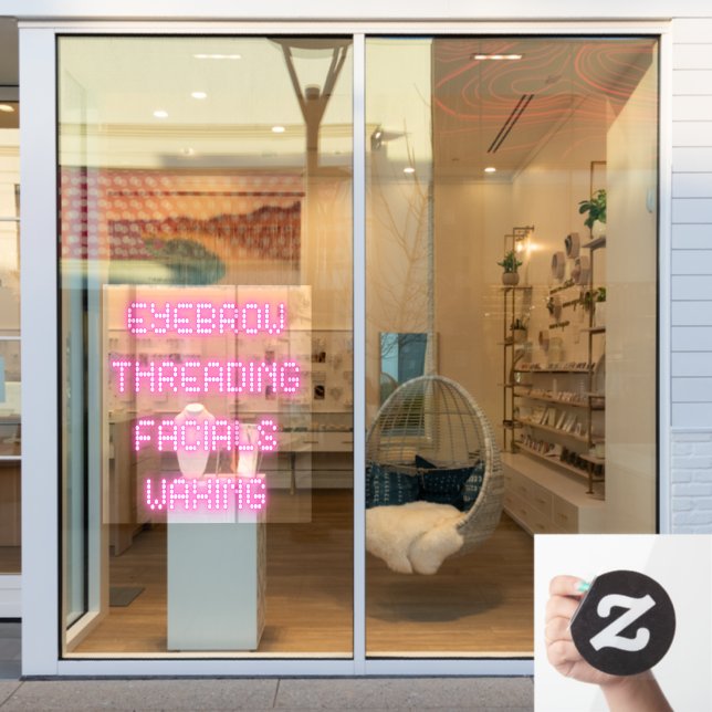 Eyebrow Threading Facials Waxing Bright Pink  Window Cling (Store Window)