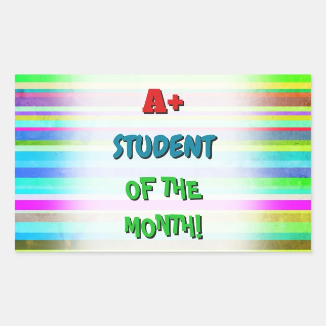 Eyecatching "A+ STUDENT OF THE MONTH!" Sticker (Front)