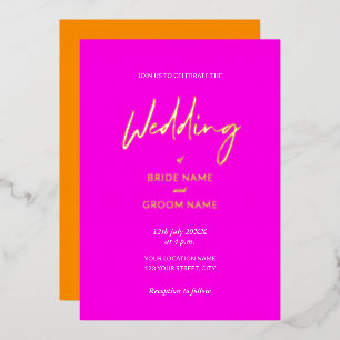 Eyecatching Pink Orange Script Wedding Modern
