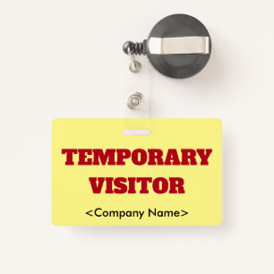 Eyecatching "TEMPORARY VISITOR" Badge ID Badge