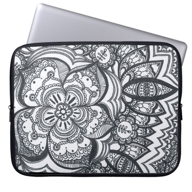 Eyed Flower Mandala Laptop Sleeve (Front)