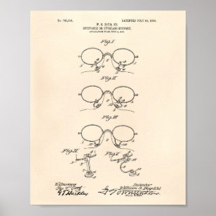 Eyeglass Support 1904 Patent Art Old Peper Poster