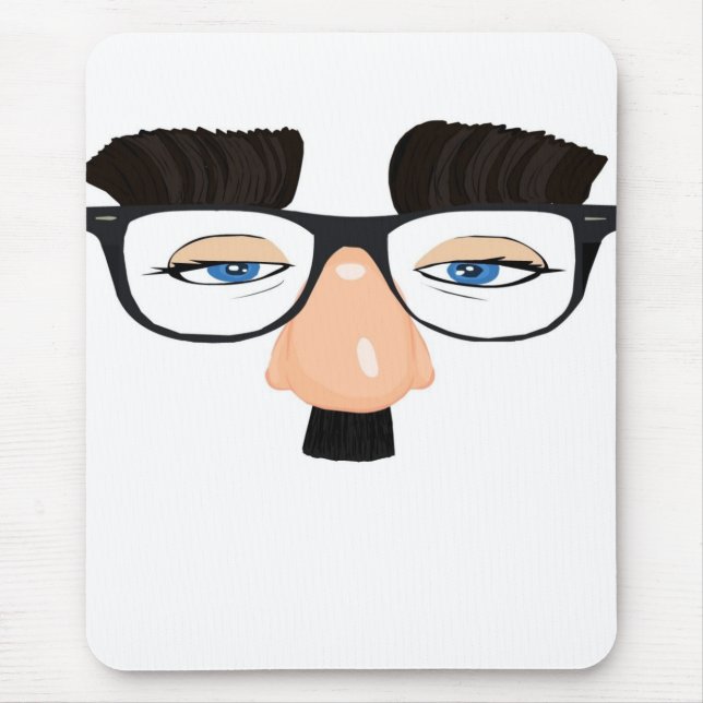 Eyeglasses and Face with Moustache Mouse Mat (Front)