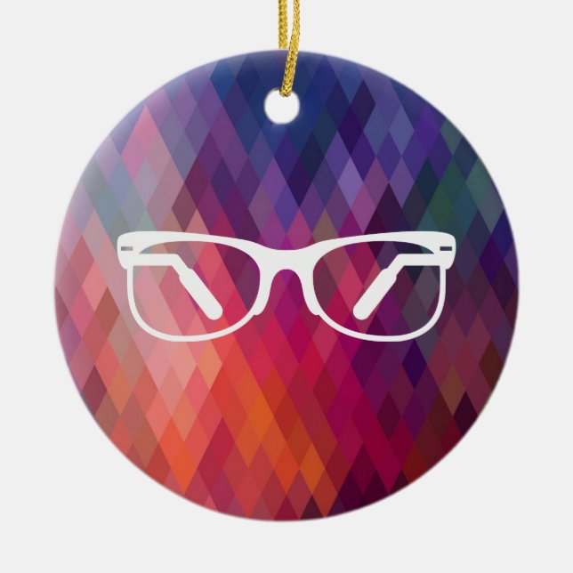 Eyeglasses Functions Pictograph Ceramic Tree Decoration (Front)