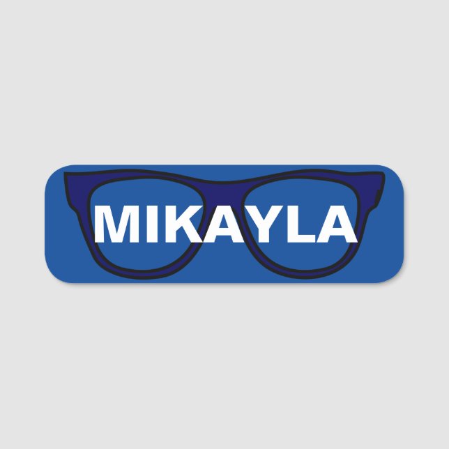Eyeglasses on Blue Name Tag (Front)