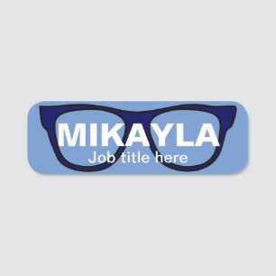 Eyeglasses on Light Blue Name Tag