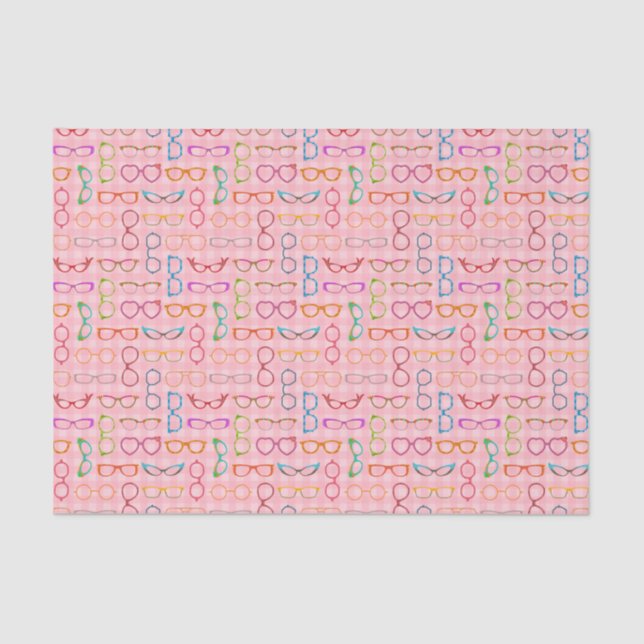 Eyeglasses Retro Pink Gingham Midcentury Modern Tissue Paper (Front)