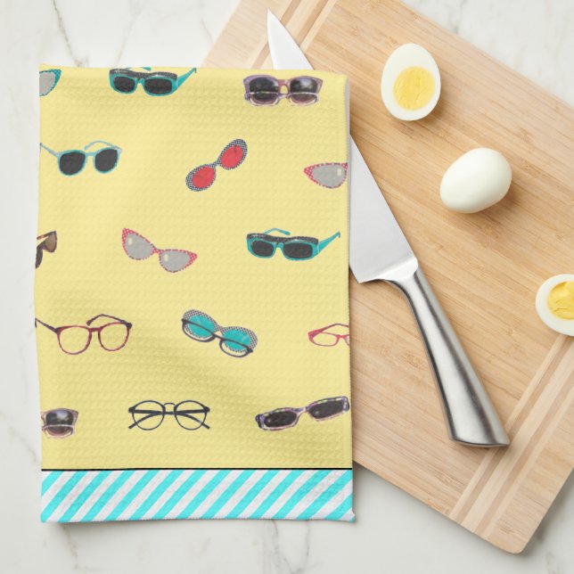 Eyeglasses Sunglasses Pattern Tea Towel (Quarter Fold)