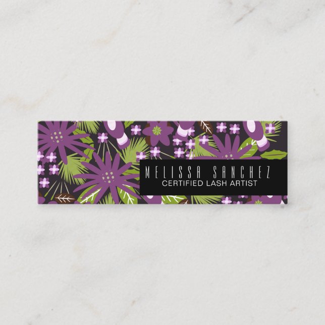 Eyelash Artist Extensions Makeup Artist Tropical Mini Business Card (Front)