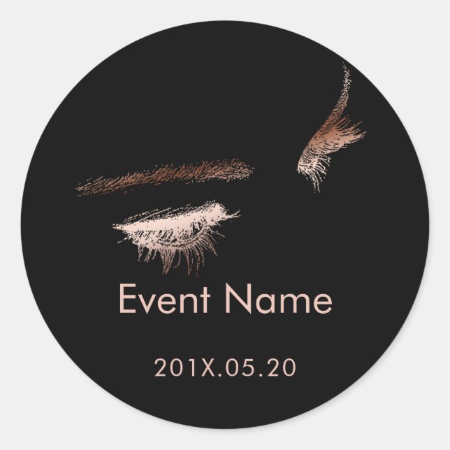 Eyelash & Brow Makeup Artist Beauty Salon Event Classic Round Sticker (Front)