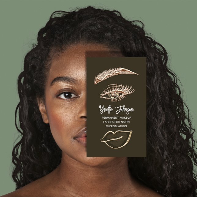  Eyelash Brow Makeup Logo QR Code Lip Rose Brown Business Card (Eyelash Brow Makeup Logo QR Code Lip Rose Brown Business Card)