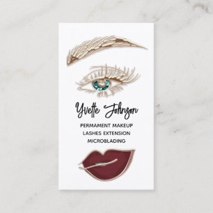  Eyelash Brow Makeup Logo QR Code Lip Rose White Business Card