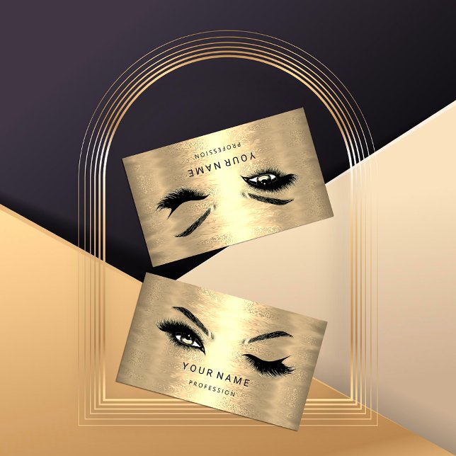 Eyelash Brow Microblade. QR CODE Logo Faux Gold Business Card (Eyelash Brow Microblade. QR CODE Logo Faux Gold Business Card)