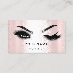 Eyelash Brow Microblade. QR CODE Logo Silver Pink Business Card