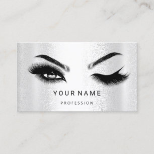 Eyelash Brow Microblade. QR CODE Logo Silver SPA Business Card