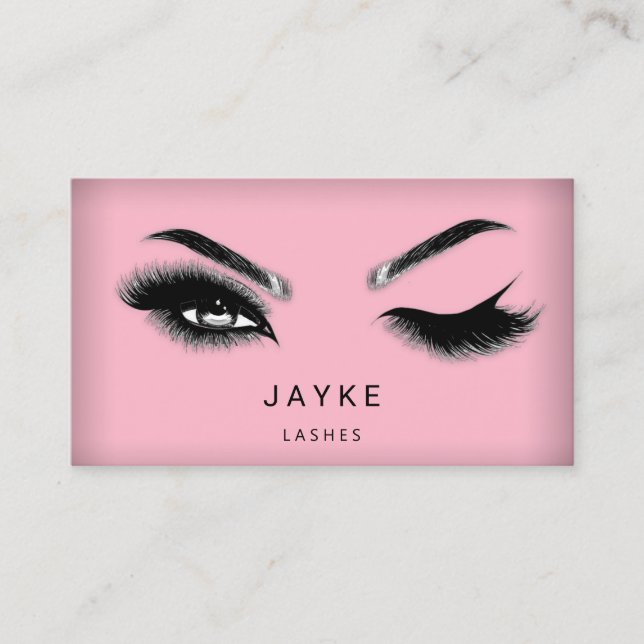 Eyelash Brow Microblade QR Logo Pink  Business Card (Front)