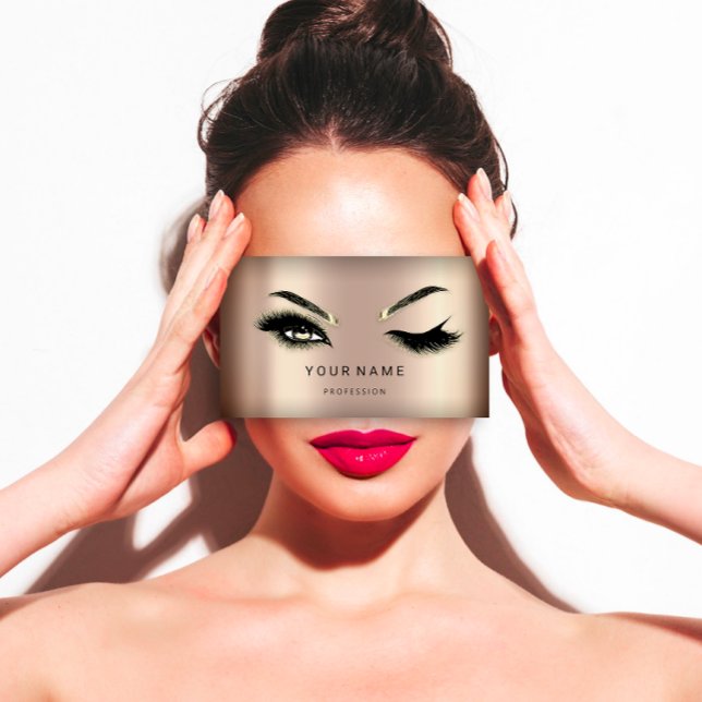 Eyelash Brows Microblade Hair QRCODE Logo Rose  Business Card (Brows Makeup Logo QRCode Powder Lip ocean Eyelash Business Card)