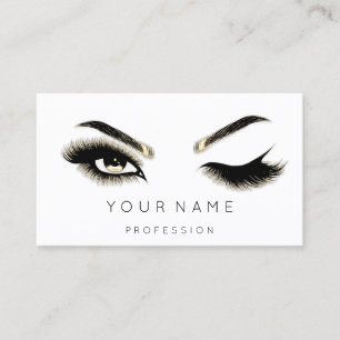  Eyelash Brows Microblade QRCODE Gold White Business Card