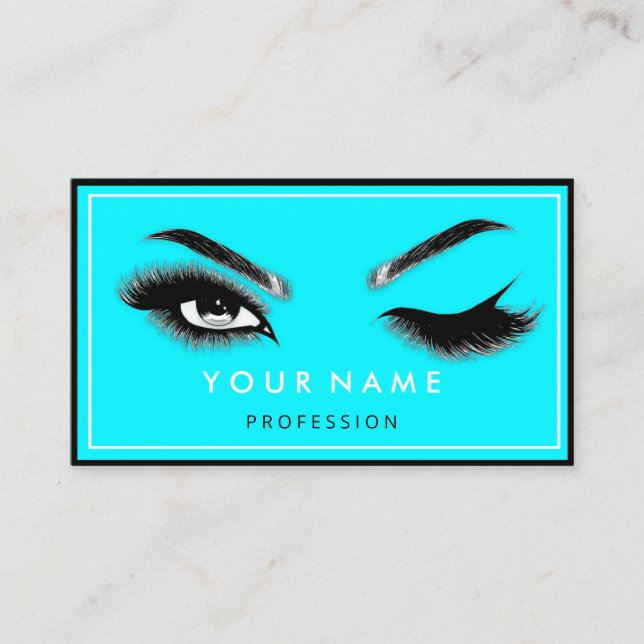  Eyelash Brows Microblade QRCODE Logo Blue Busines Business Card (Front)