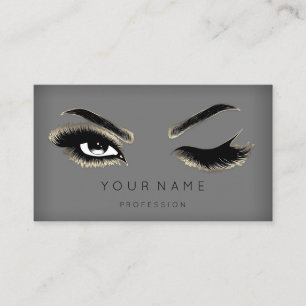Eyelash Brows Microblading QRCODE Logo Gold Grey Business Card