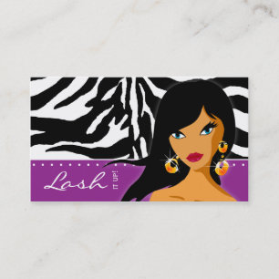 Eyelash Business Card Zebra Woman Purple