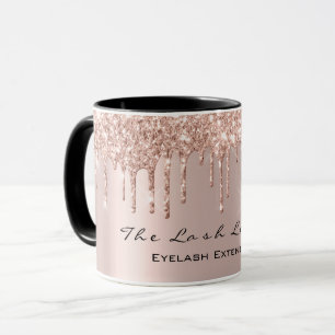 Eyelash Drips Beauty Studio Rose GoldSpark Glitter Mug