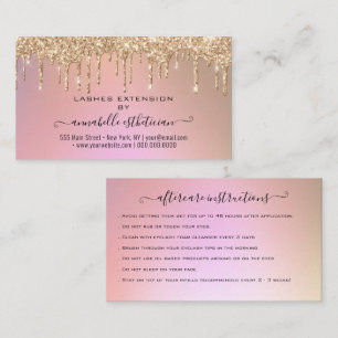 Eyelash Extension Aftercare Instruction Glitter B Business Card