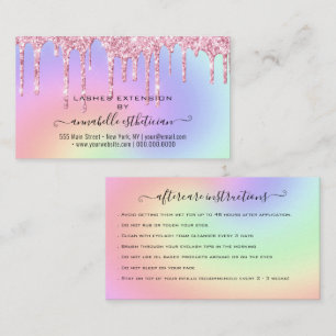Eyelash Extension Aftercare Instruction Glitter Bu Business Card