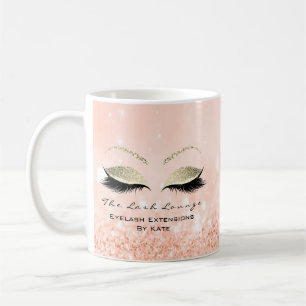 Eyelash Extension Beauty Studio Gold Glitter Peach Coffee Mug